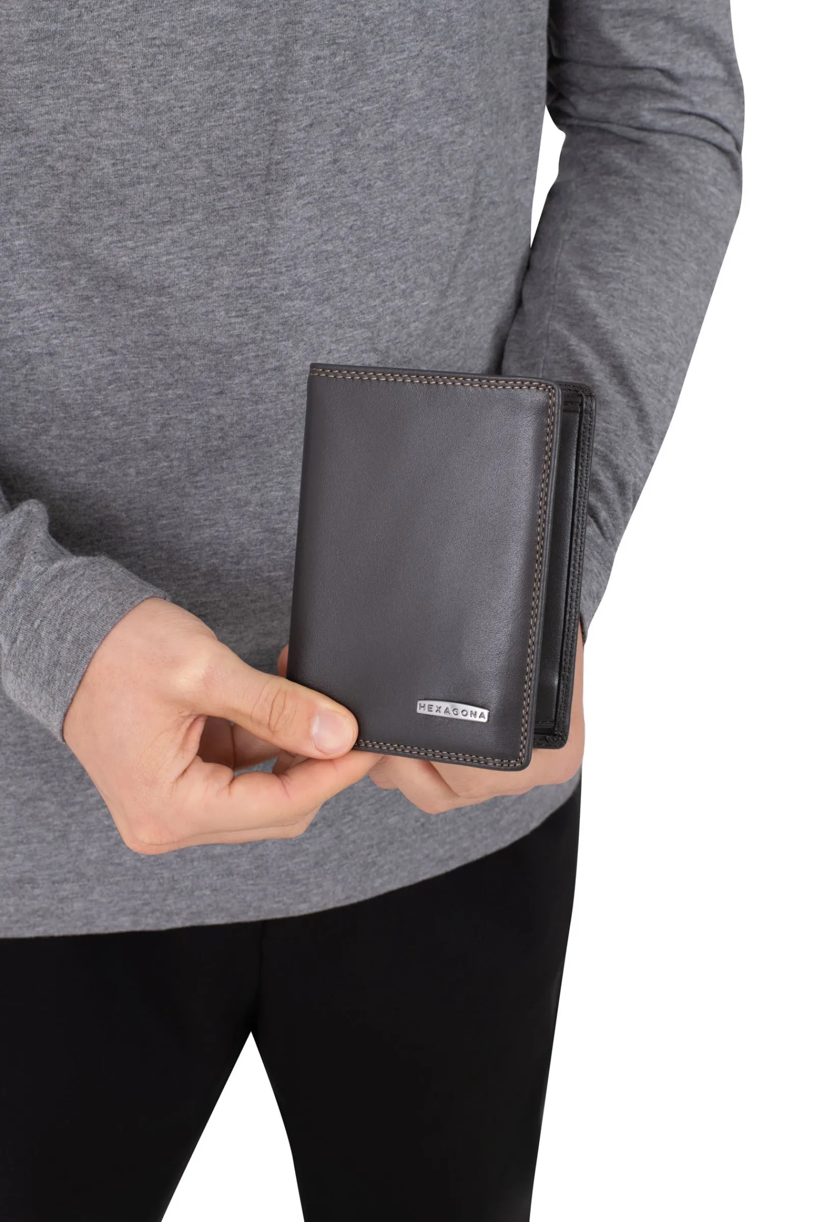 Hexagona Wallet<European wallet - 3 flaps - RFID Stop - Leather