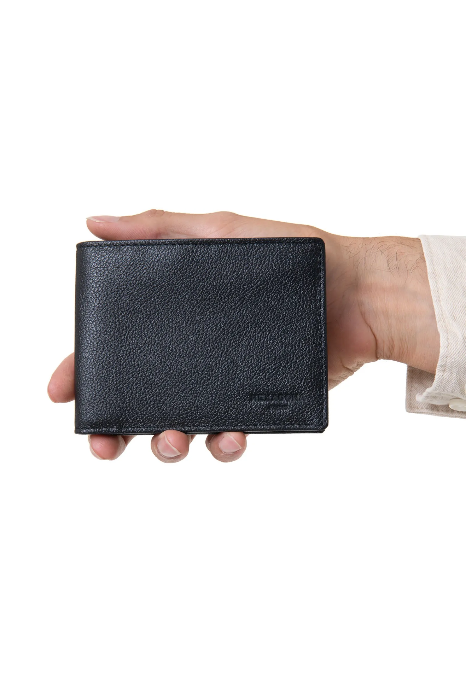 Hexagona Wallet<Italian wallet - 2 flaps - RFID stop - Leather