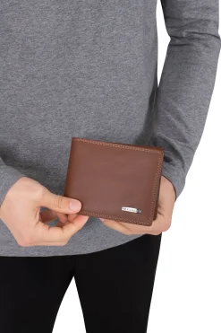 Hexagona Wallet<Italian wallet - 2 flaps - RFID stop - Leather