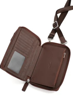 Hexagona Pouch<Phone pouch with wallet - Stop RFID - Leather