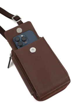 Hexagona Pouch<Phone pouch with wallet - Stop RFID - Leather