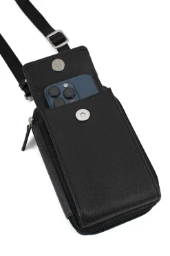 Hexagona Pouch<Phone pouch with wallet - Stop RFID - Leather