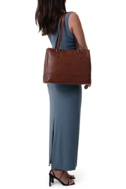 Women Hexagona Shoulder Bag<Shoulder bag with 2 handles - A4 - Leather