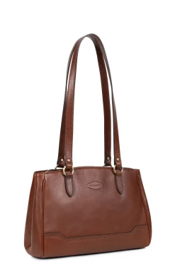 Women Hexagona Shoulder Bag<Shoulder bag with 2 handles - Leather