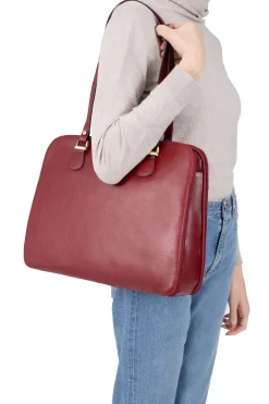Women Hexagona Shoulder Bag<Shoulder bag with 2 handles - Tablet & A4 - Leather