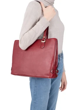 Women Hexagona Shoulder Bag<Shoulder bag with 2 handles - A4 - Leather