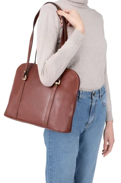 Women Hexagona Shoulder Bag<Shoulder bag with 2 handles - A4 - Leather