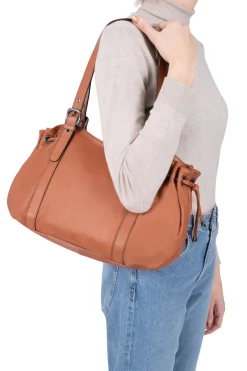 Women Hexagona Shoulder Bag<Shoulder bag with 2 handles - Leather