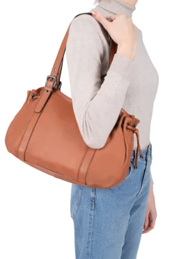 Women Hexagona Shoulder Bag<Shoulder bag with 2 handles - Leather