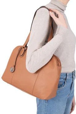 Women Hexagona Shoulder Bag<Shoulder bag with 2 handles - A4 - Leather