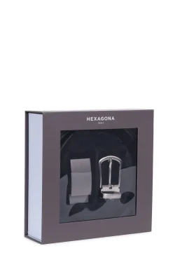 Hexagona Belt<Two leather buckle belt box